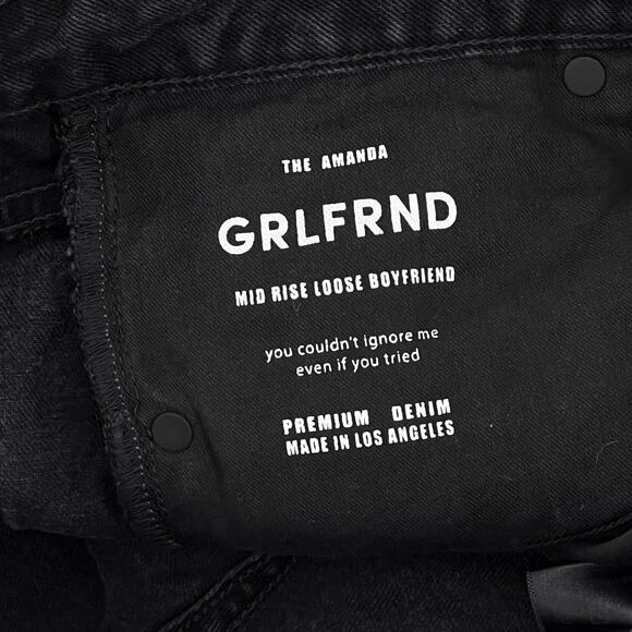 GRLFRND NWT The Amanda Boyfriend Jeans Downtown Black Women’s Size 27 Mid Rise - Picture 4 of 7